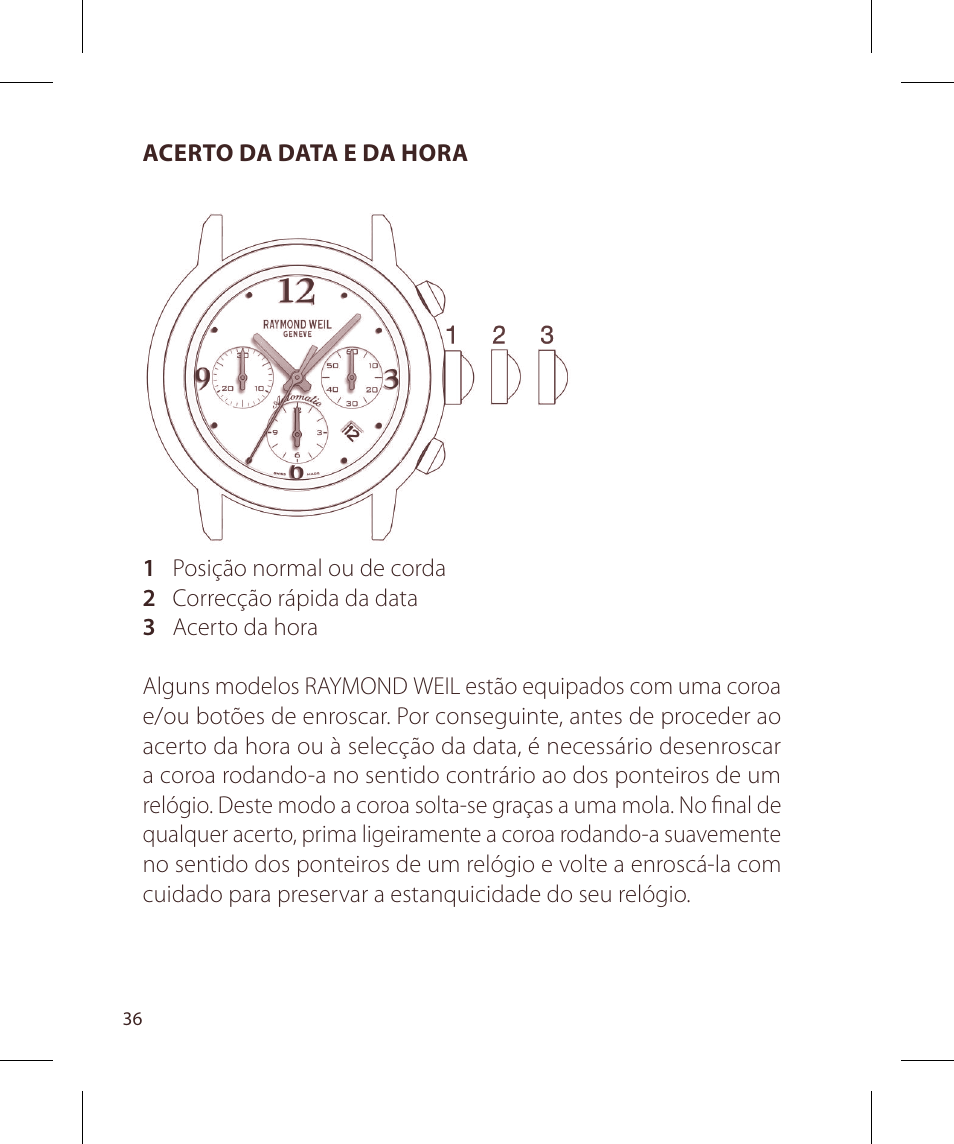 Raymond Weil Хронографы с автоподзаводом User Manual | Page 36 / 100