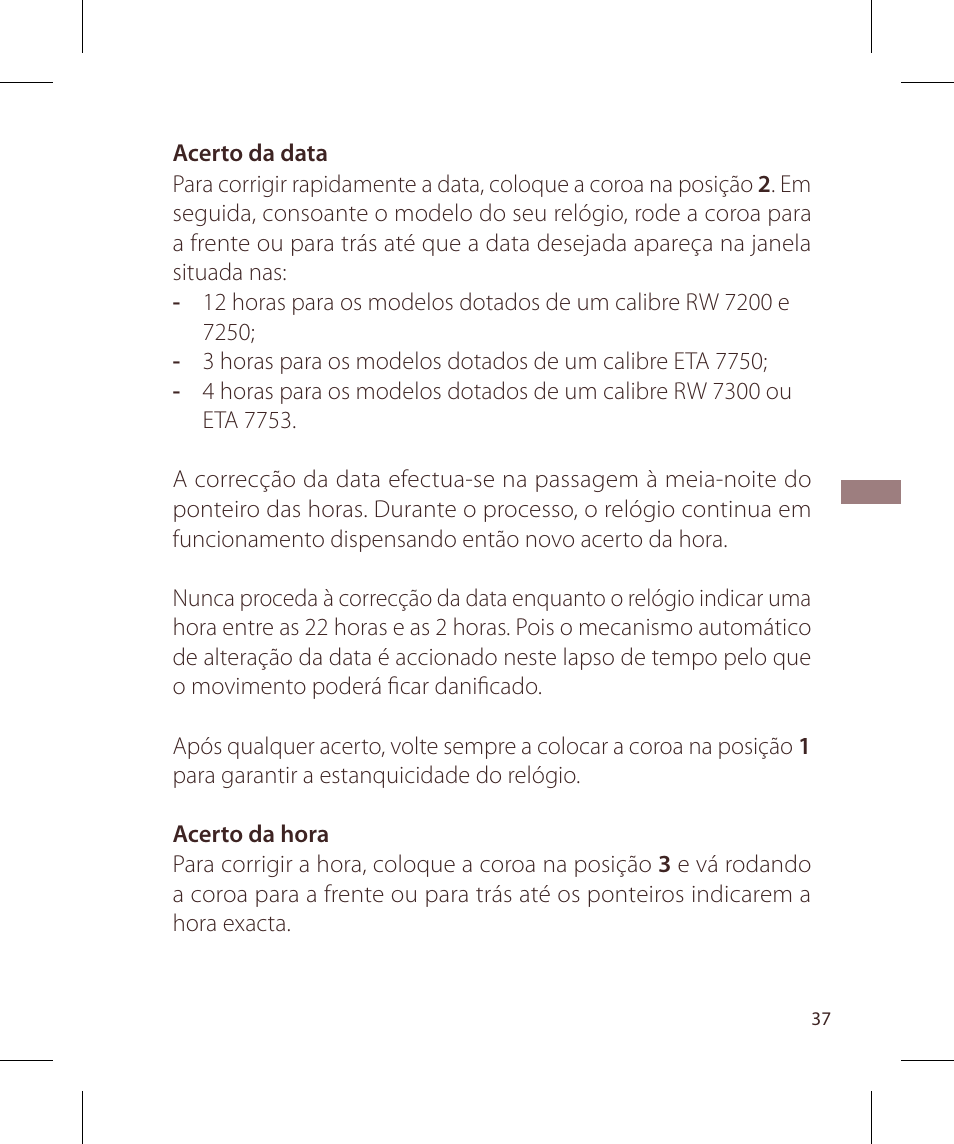 Raymond Weil Хронографы с автоподзаводом User Manual | Page 37 / 100