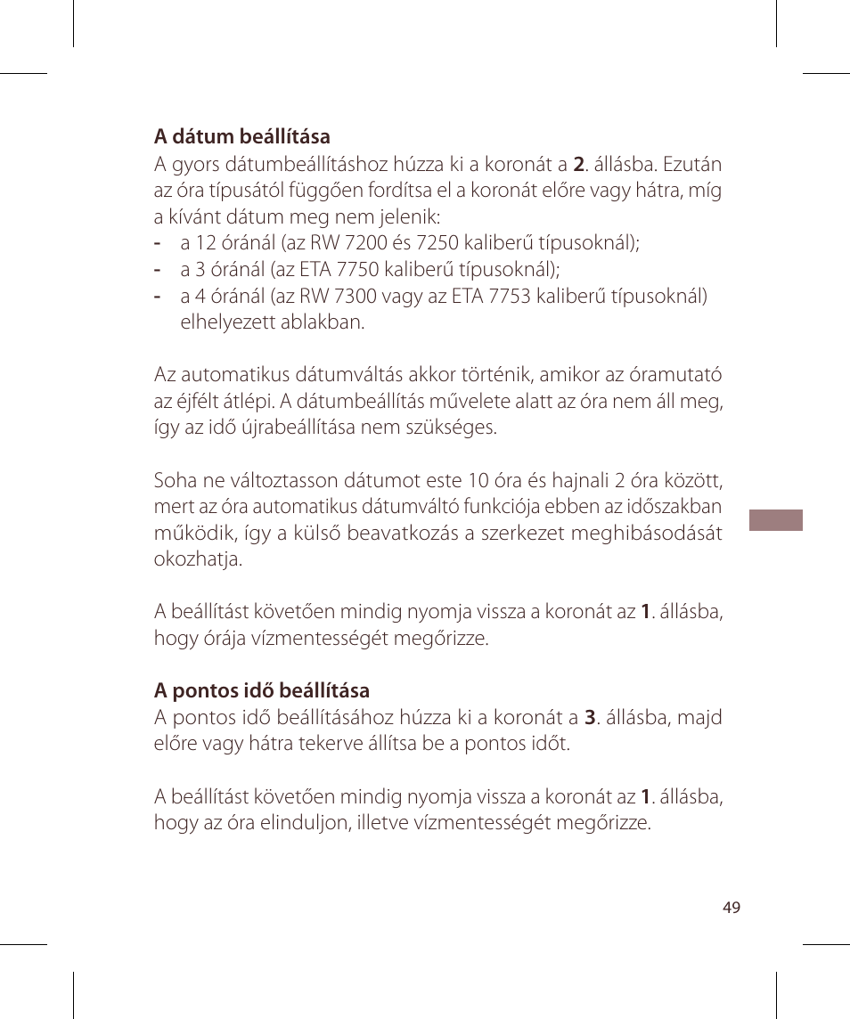 Raymond Weil Хронографы с автоподзаводом User Manual | Page 49 / 100