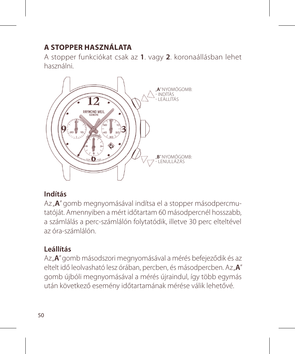 Raymond Weil Хронографы с автоподзаводом User Manual | Page 50 / 100