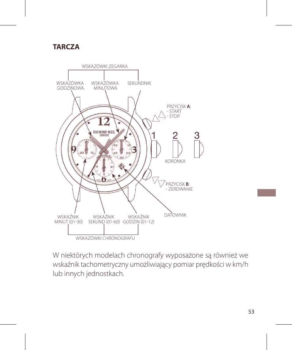 Tarcza | Raymond Weil Хронографы с автоподзаводом User Manual | Page 53 / 100