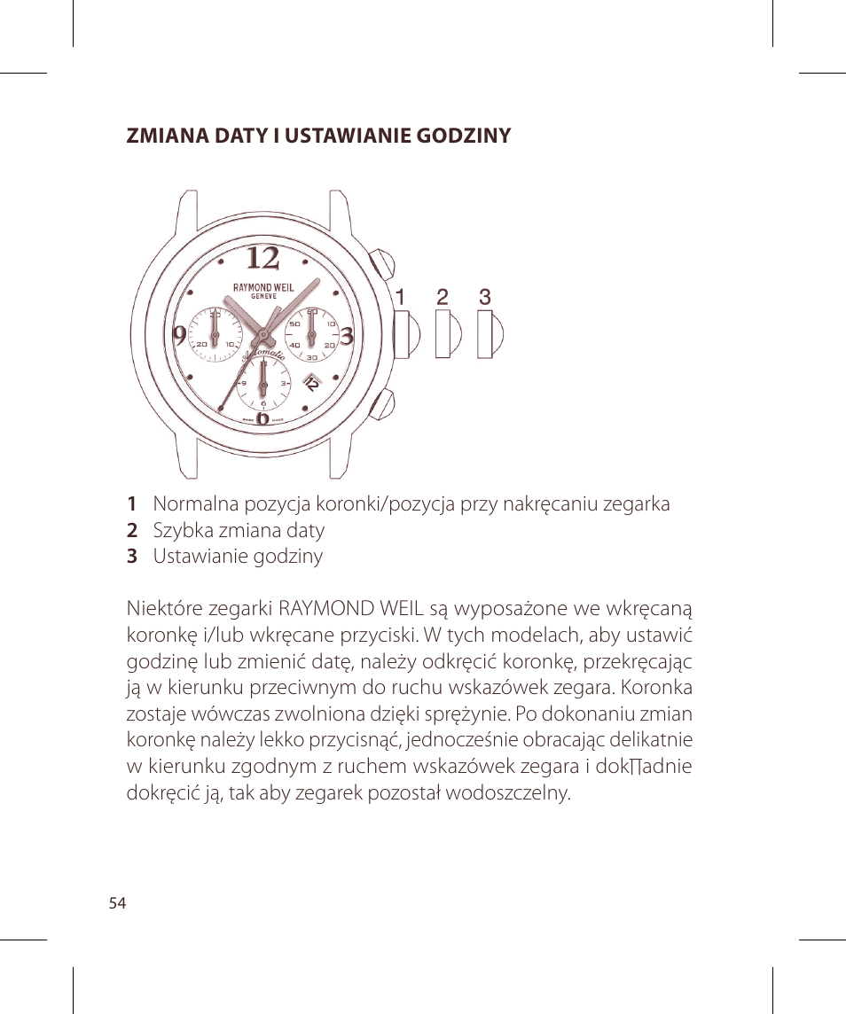 Raymond Weil Хронографы с автоподзаводом User Manual | Page 54 / 100