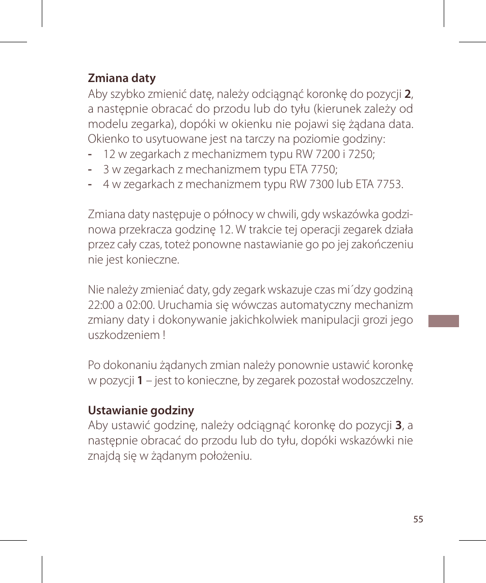 Raymond Weil Хронографы с автоподзаводом User Manual | Page 55 / 100