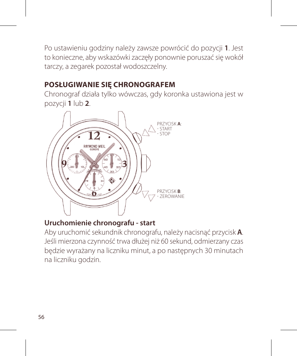 Raymond Weil Хронографы с автоподзаводом User Manual | Page 56 / 100