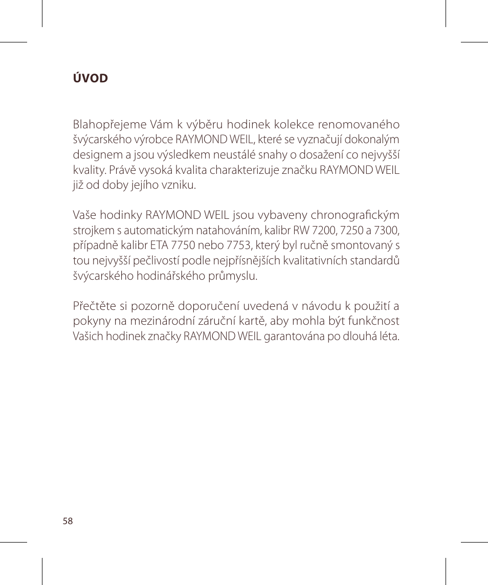 Raymond Weil Хронографы с автоподзаводом User Manual | Page 58 / 100