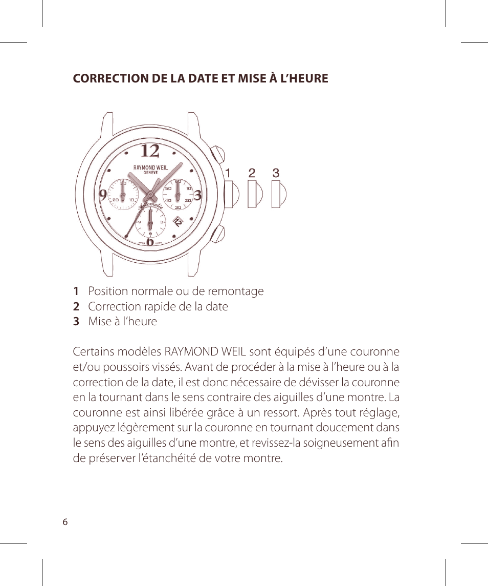 Raymond Weil Хронографы с автоподзаводом User Manual | Page 6 / 100