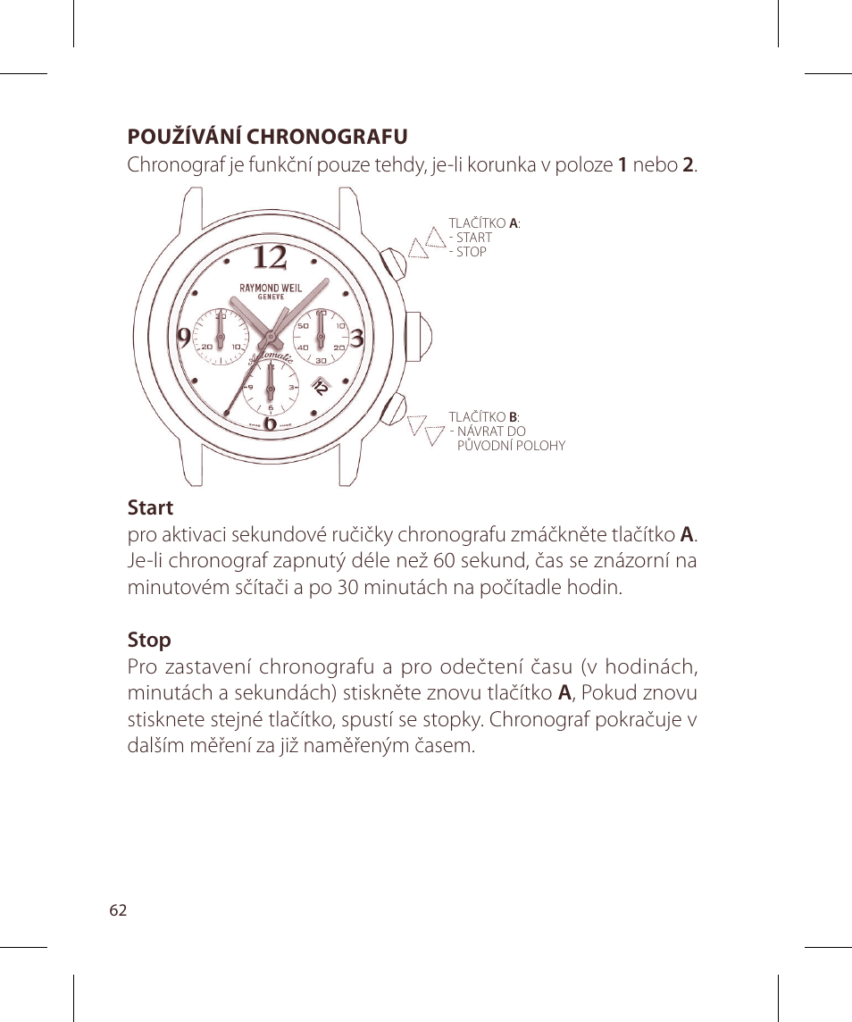 Raymond Weil Хронографы с автоподзаводом User Manual | Page 62 / 100