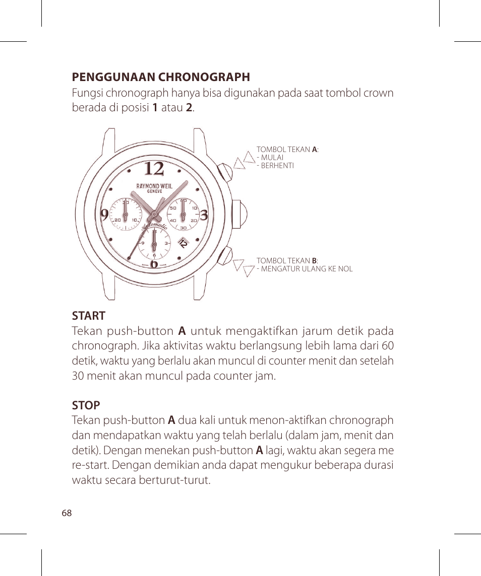 Raymond Weil Хронографы с автоподзаводом User Manual | Page 68 / 100