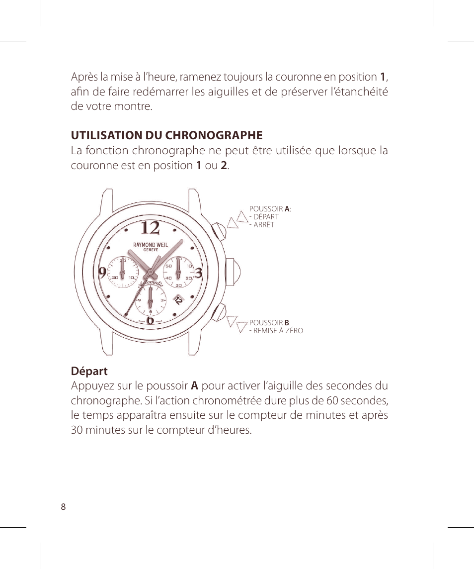 Raymond Weil Хронографы с автоподзаводом User Manual | Page 8 / 100