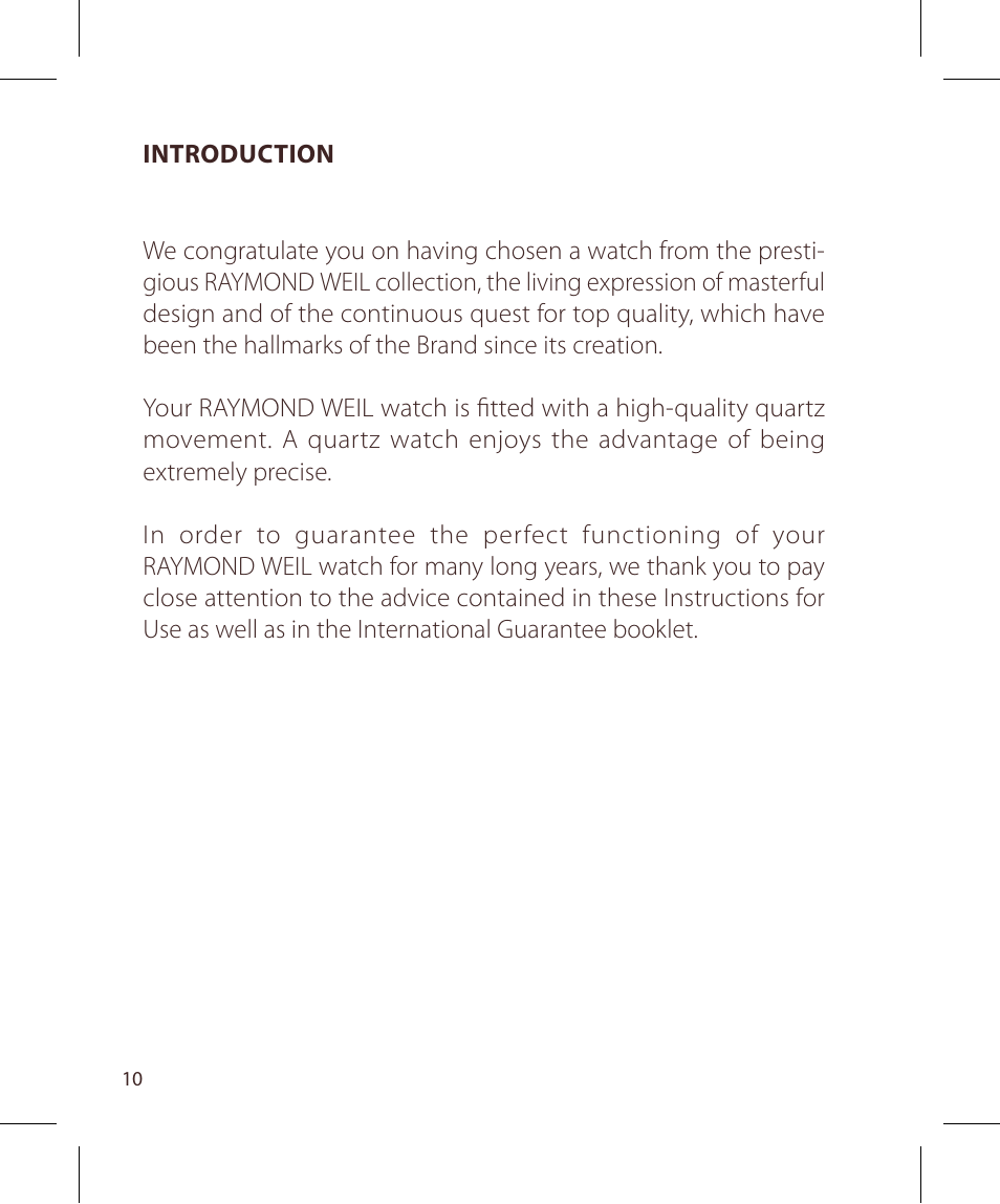 Raymond Weil Кварцевые User Manual | Page 10 / 104
