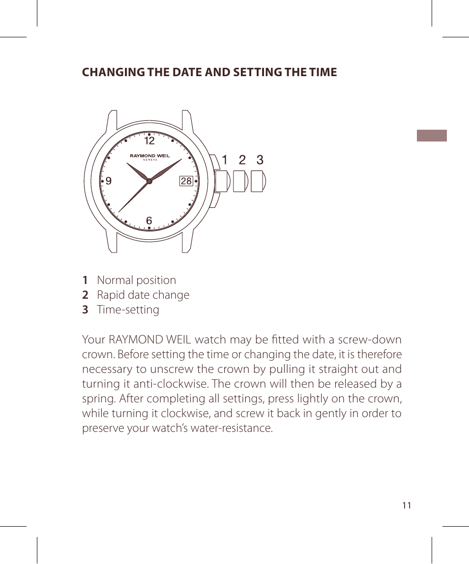 Raymond Weil Кварцевые User Manual | Page 11 / 104