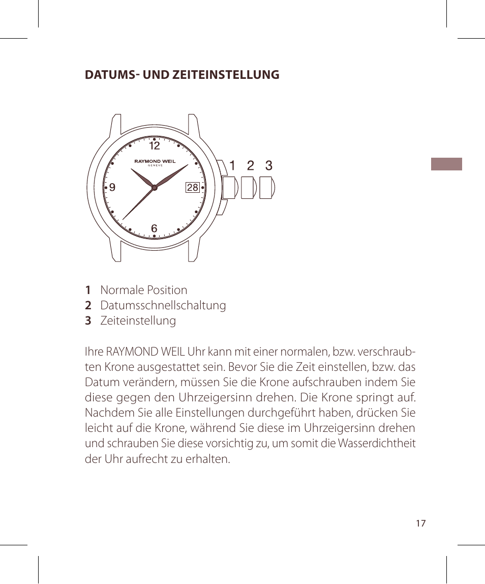 Raymond Weil Кварцевые User Manual | Page 17 / 104