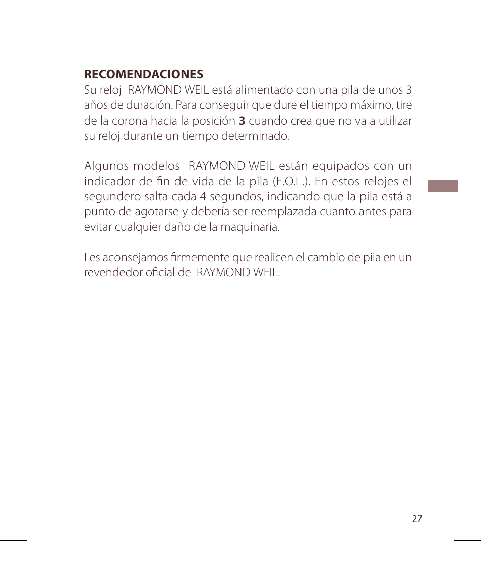Raymond Weil Кварцевые User Manual | Page 27 / 104
