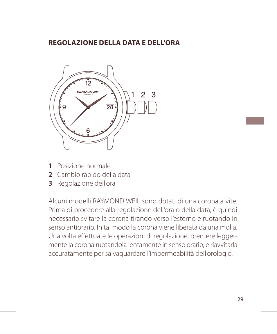 Raymond Weil Кварцевые User Manual | Page 29 / 104