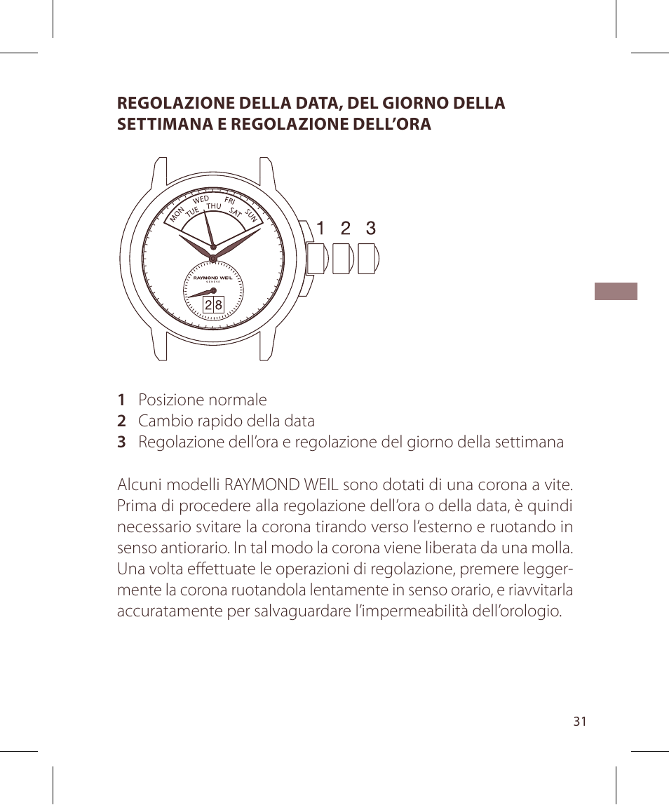 Raymond Weil Кварцевые User Manual | Page 31 / 104