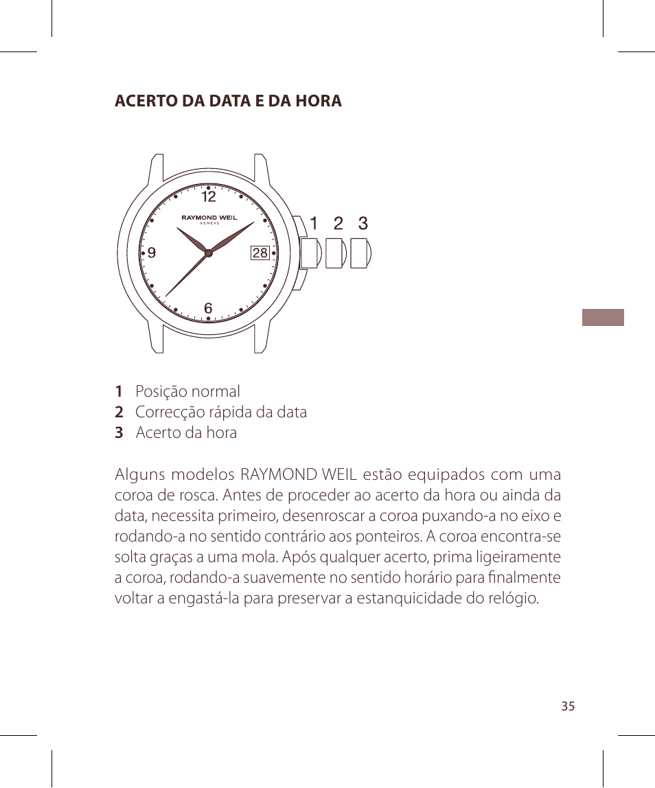 Raymond Weil Кварцевые User Manual | Page 35 / 104