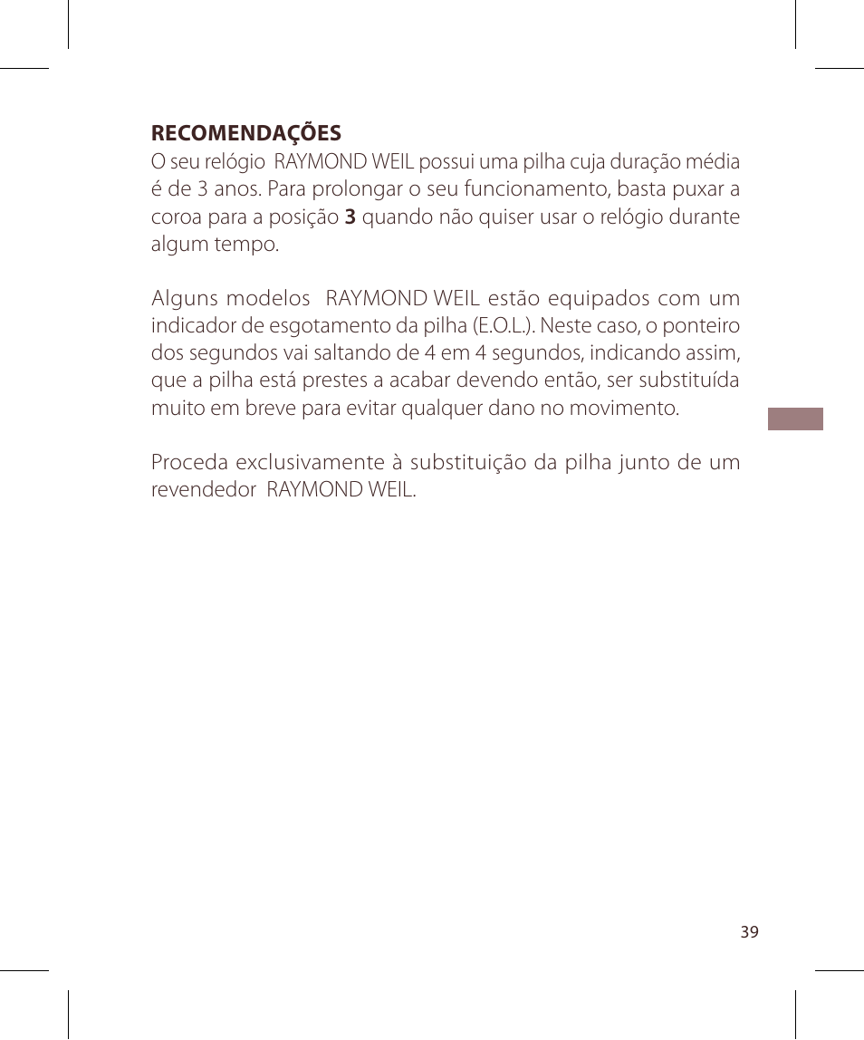 Raymond Weil Кварцевые User Manual | Page 39 / 104