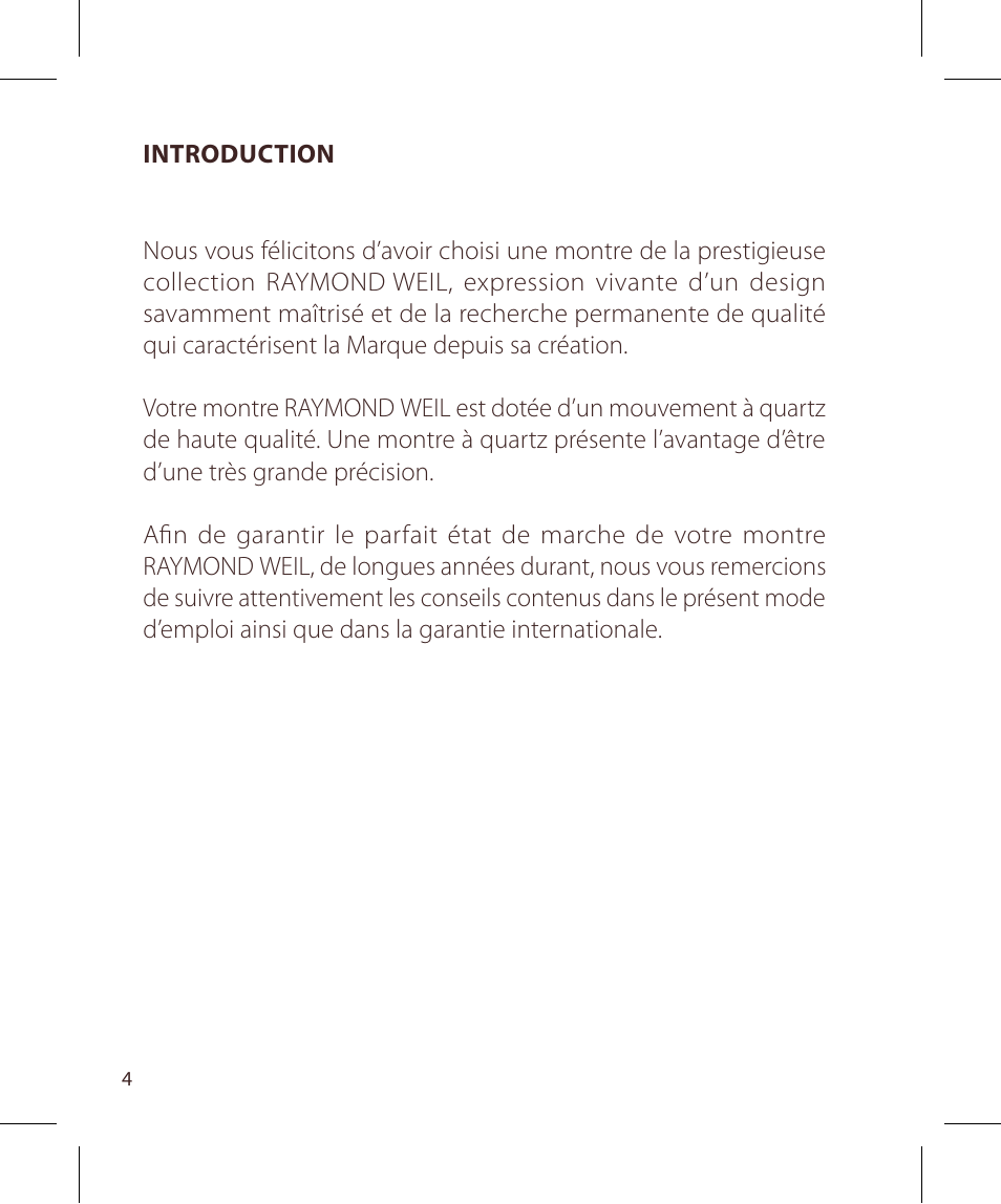 Raymond Weil Кварцевые User Manual | Page 4 / 104