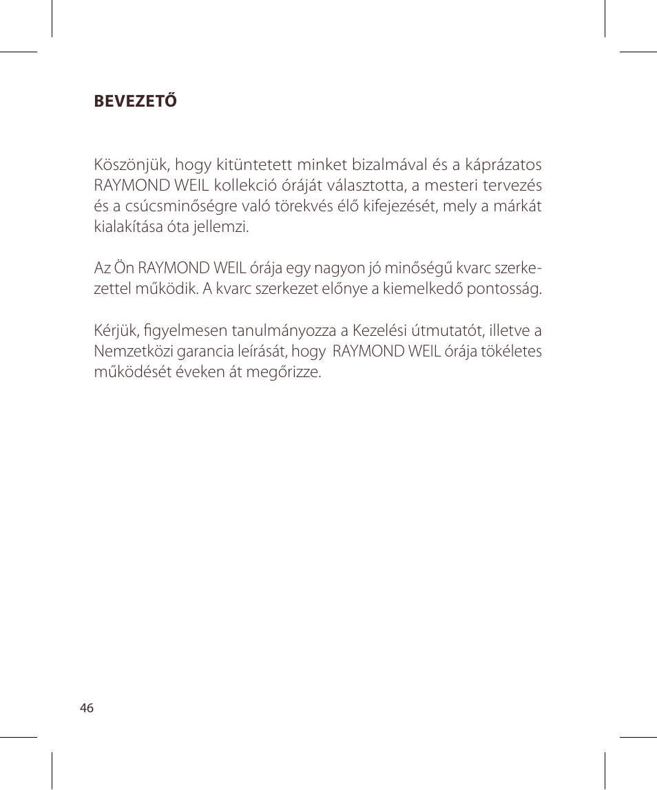 Raymond Weil Кварцевые User Manual | Page 46 / 104
