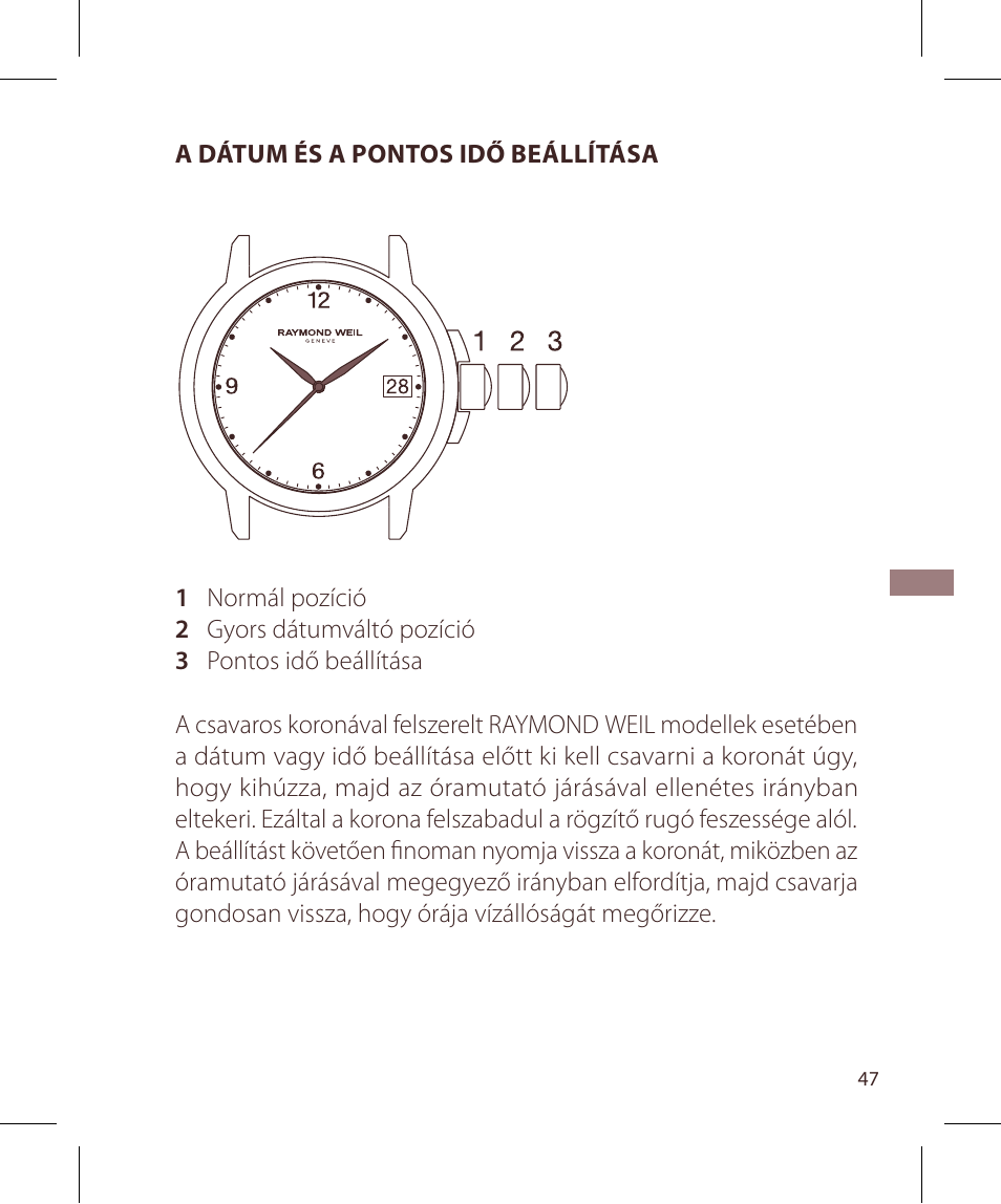 Raymond Weil Кварцевые User Manual | Page 47 / 104