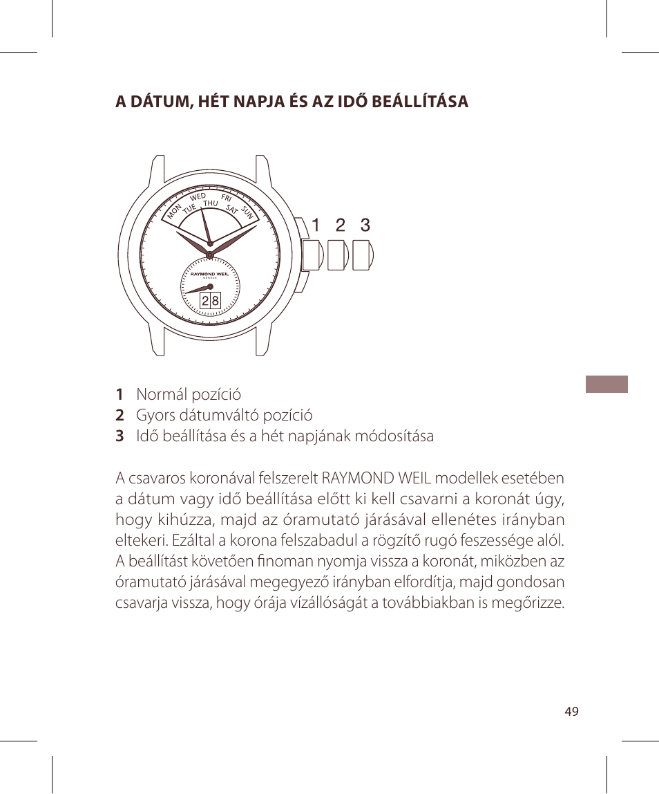 Raymond Weil Кварцевые User Manual | Page 49 / 104
