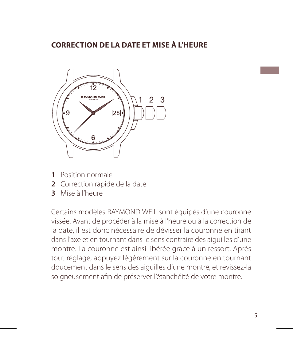 Raymond Weil Кварцевые User Manual | Page 5 / 104