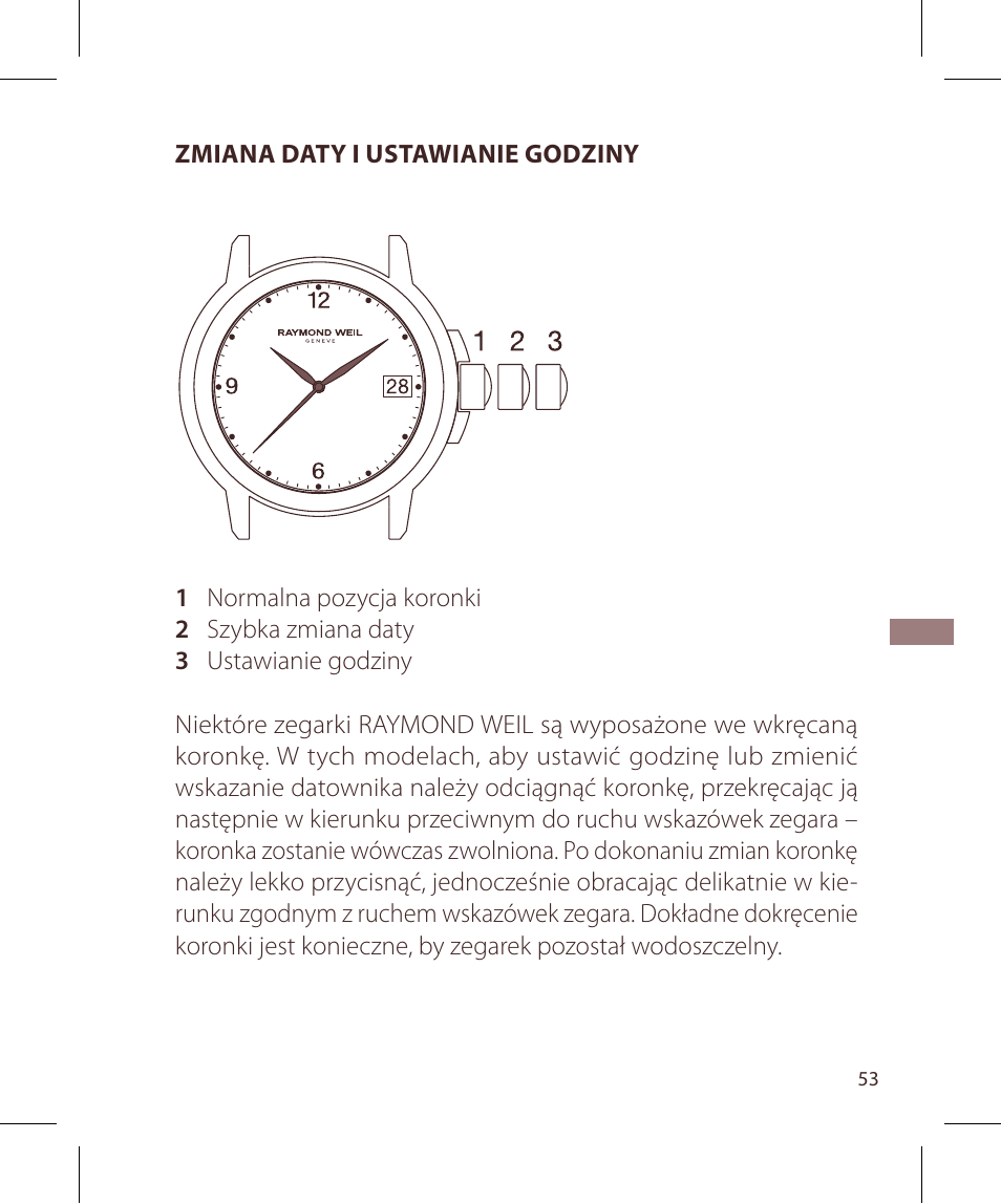 Raymond Weil Кварцевые User Manual | Page 53 / 104