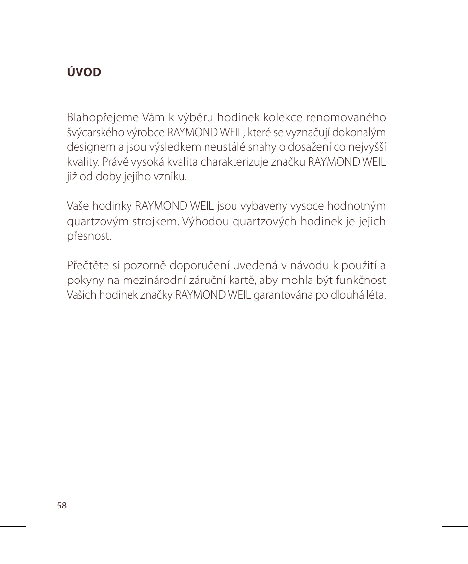 Raymond Weil Кварцевые User Manual | Page 58 / 104