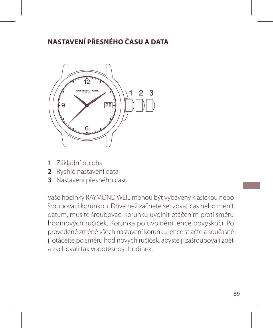 Raymond Weil Кварцевые User Manual | Page 59 / 104