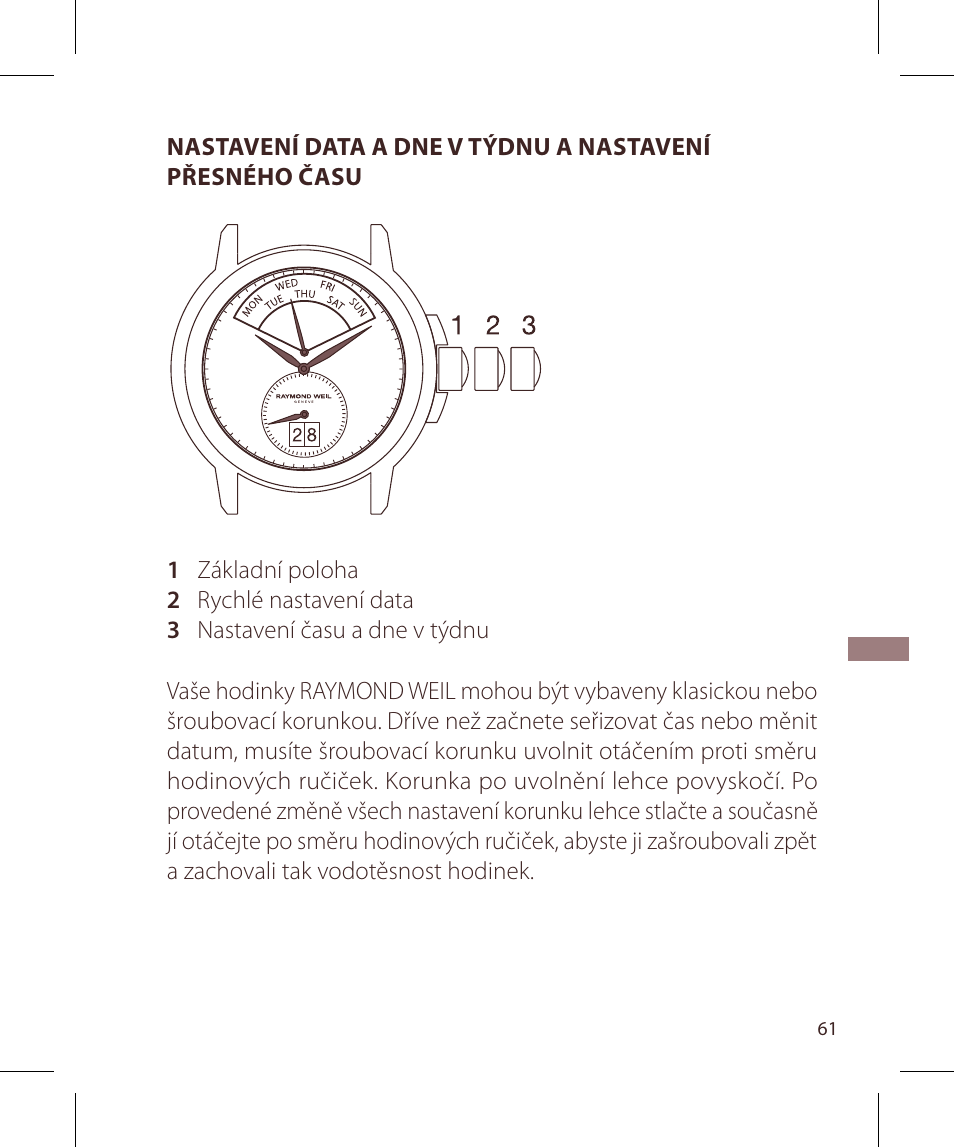 Raymond Weil Кварцевые User Manual | Page 61 / 104