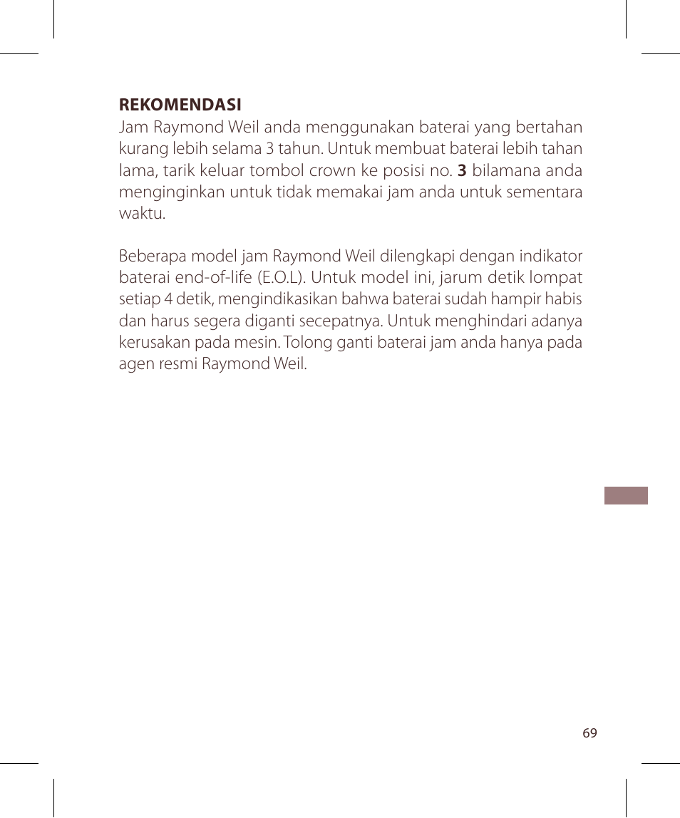 Raymond Weil Кварцевые User Manual | Page 69 / 104