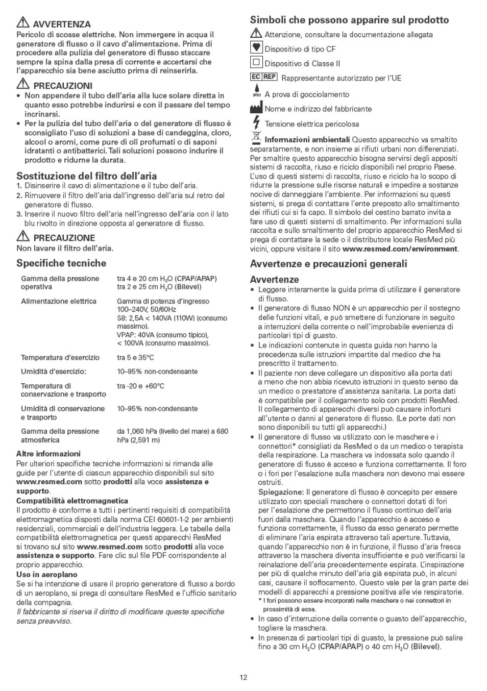 ResMed VPAP IV ST User Manual | Page 12 / 43