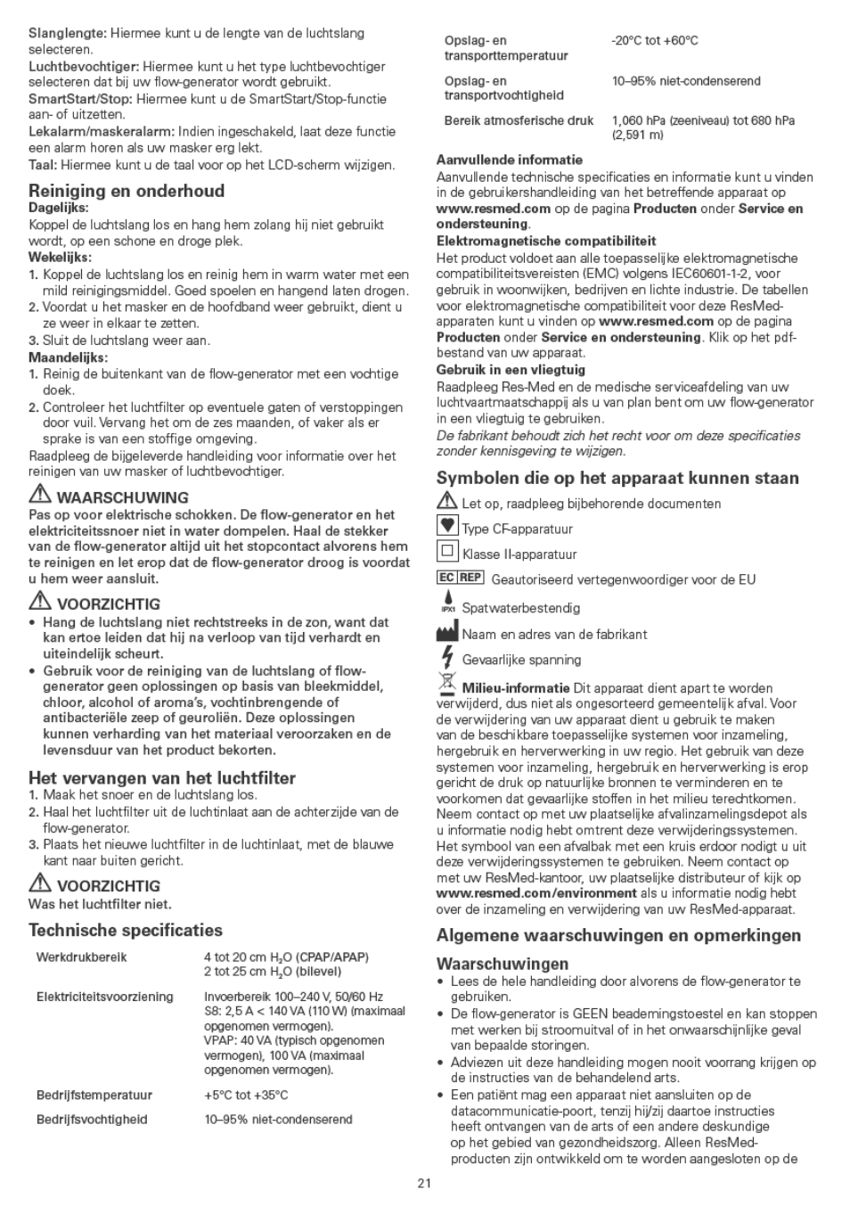 ResMed VPAP IV ST User Manual | Page 21 / 43