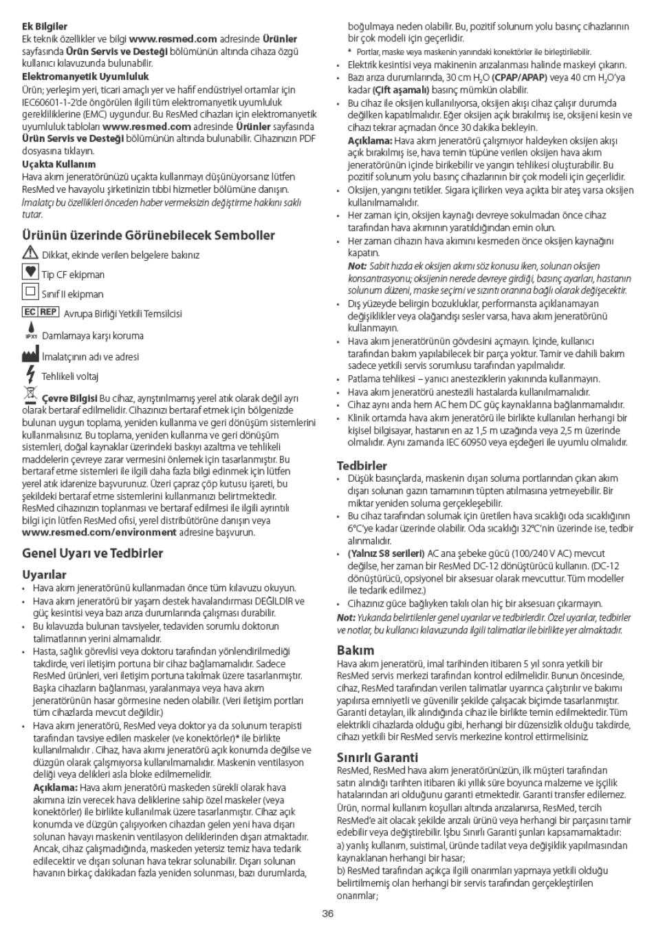 ResMed VPAP IV ST User Manual | Page 36 / 43