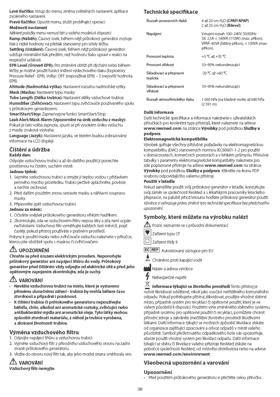 ResMed VPAP IV ST User Manual | Page 38 / 43