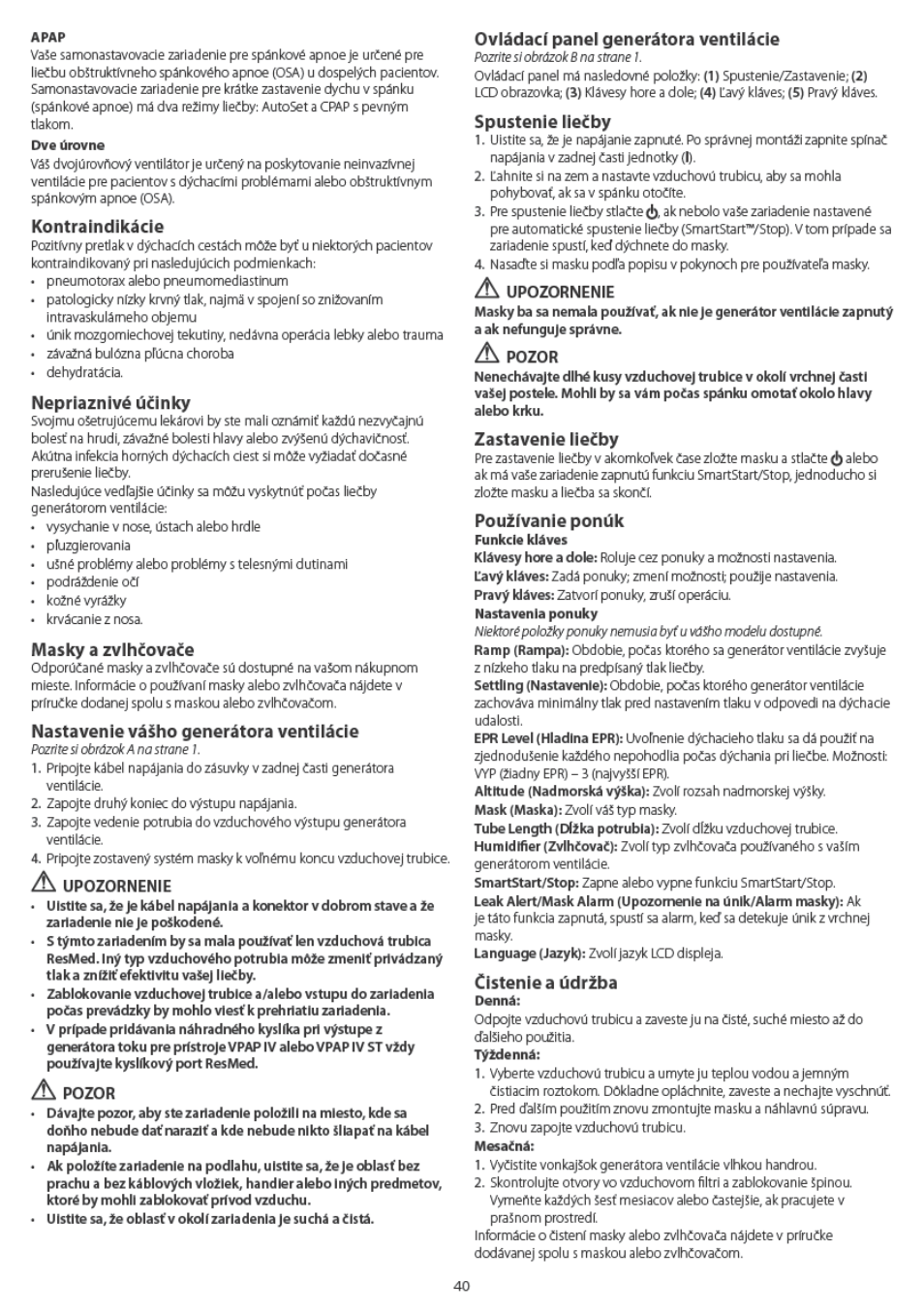 ResMed VPAP IV ST User Manual | Page 40 / 43