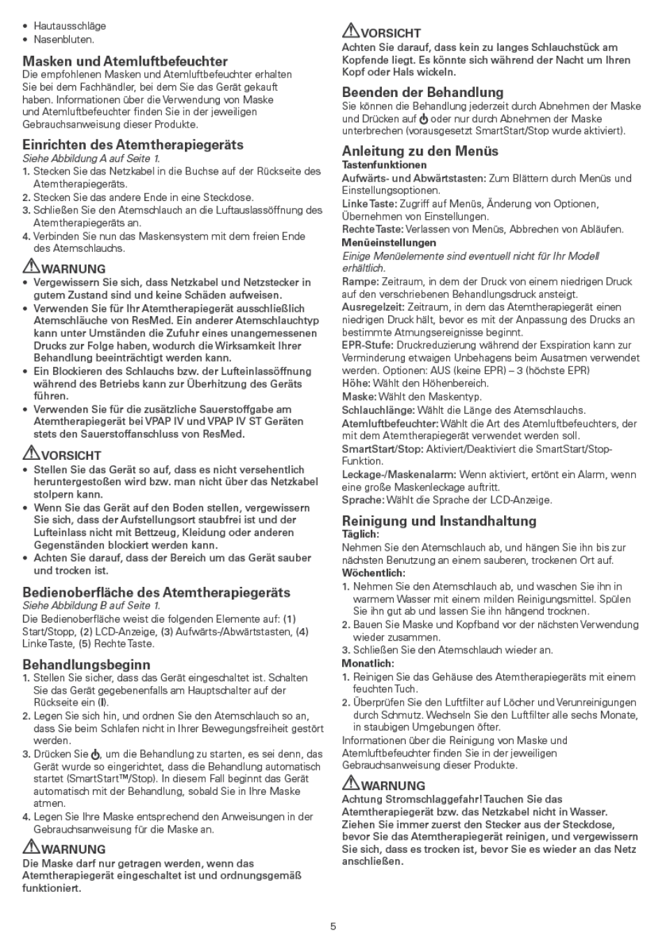 ResMed VPAP IV ST User Manual | Page 5 / 43