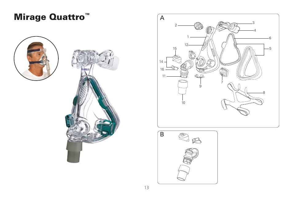 Mirage quattro | ResMed Mirage Liberty User Manual | Page 13 / 86