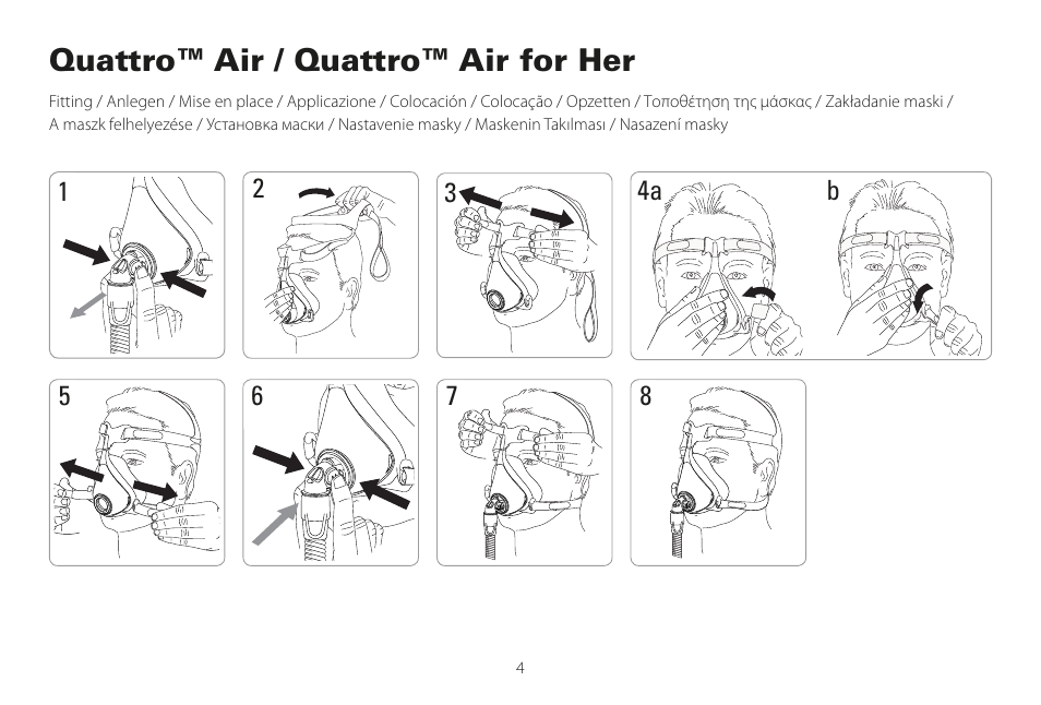 Quattro™ air / quattro™ air for her | ResMed Mirage Liberty User Manual | Page 4 / 86