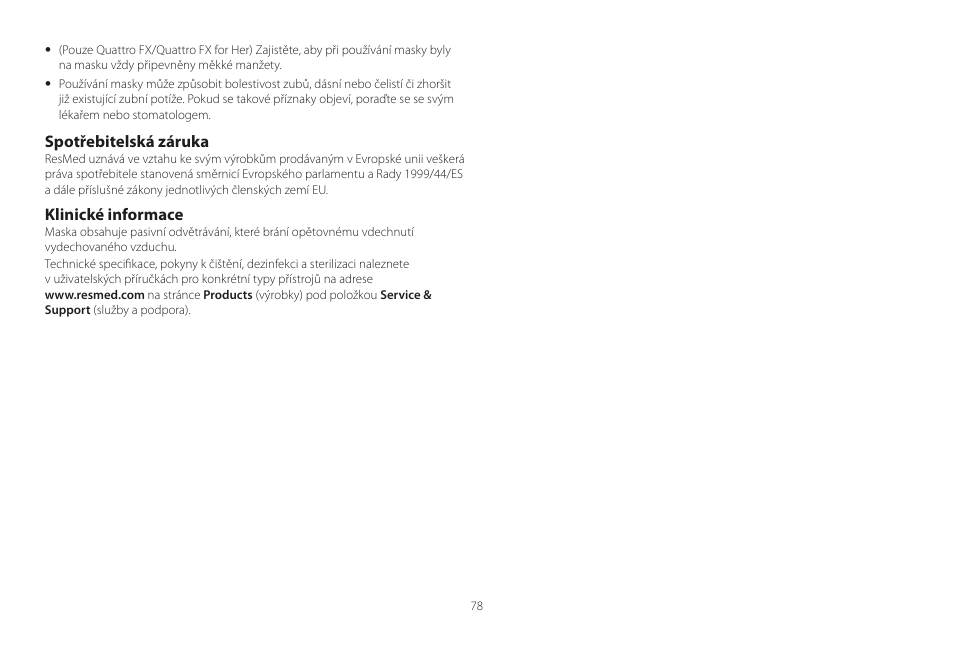 ResMed Mirage Liberty User Manual | Page 78 / 86