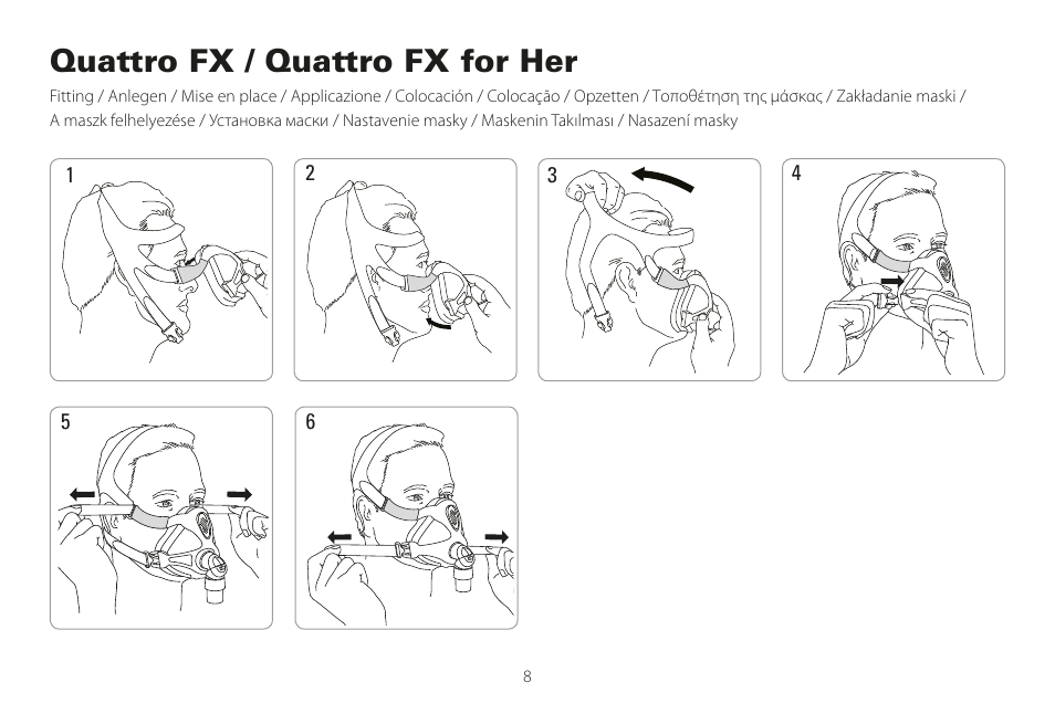 Quattro fx / quattro fx for her | ResMed Mirage Liberty User Manual | Page 8 / 86
