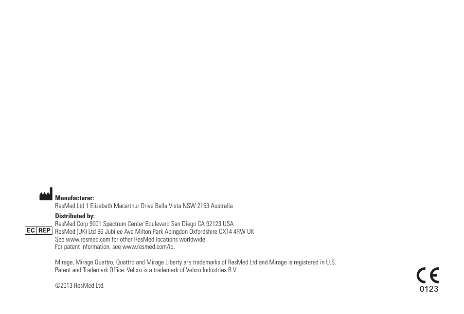 ResMed Mirage Liberty User Manual | Page 85 / 86