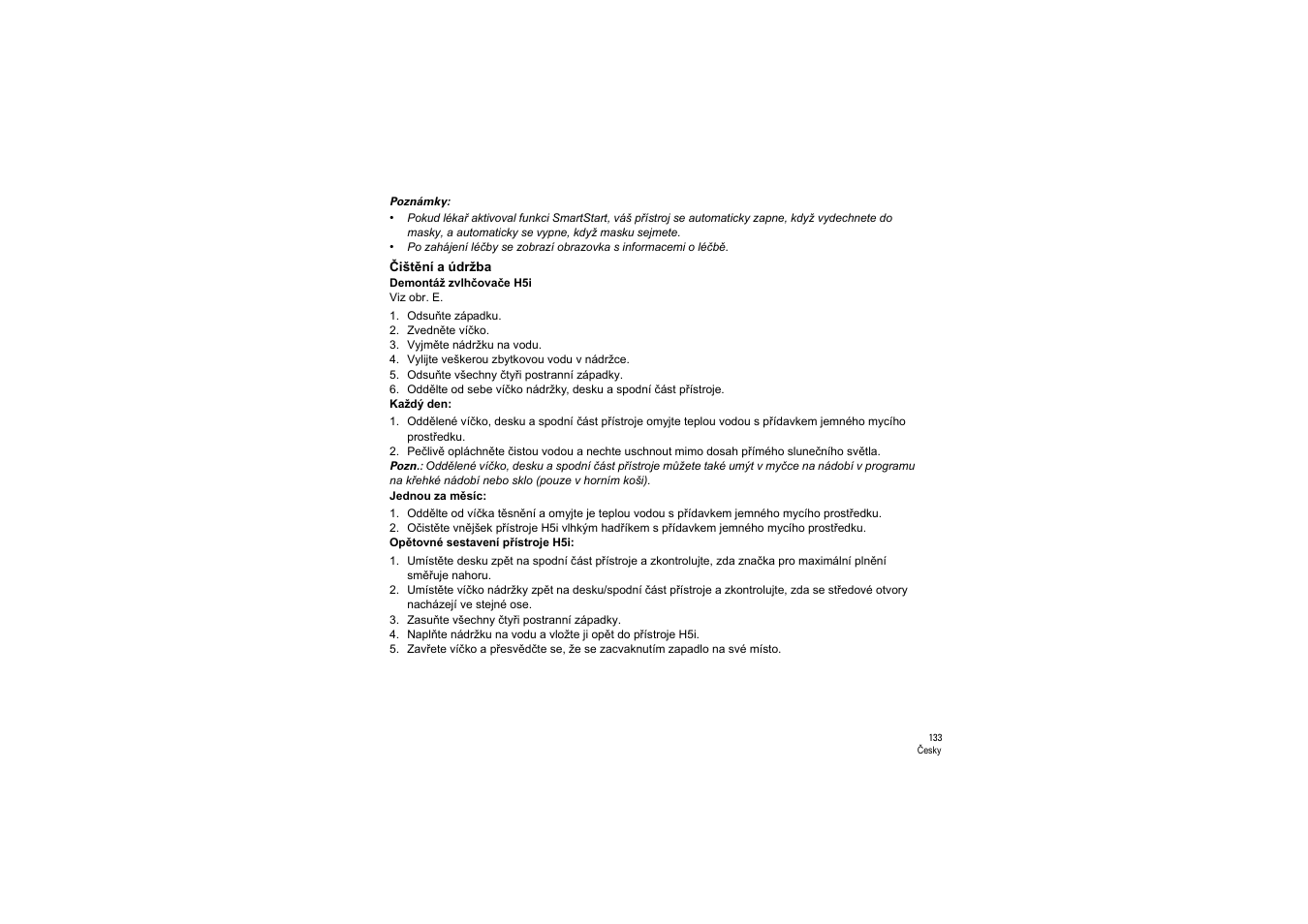 Čištění a údržba | ResMed S9 H5i User Manual | Page 137 / 156