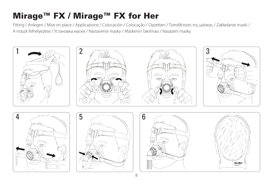 Mirage™ fx / mirage™ fx for her | ResMed Mirage Activa User Manual | Page 8 / 88