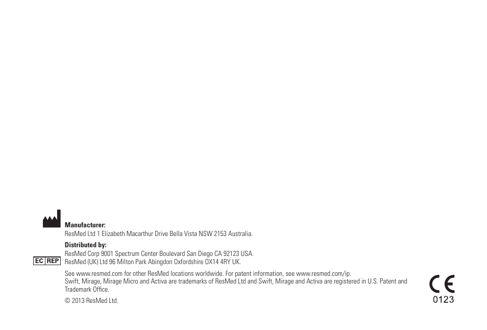 ResMed Mirage Activa User Manual | Page 87 / 88