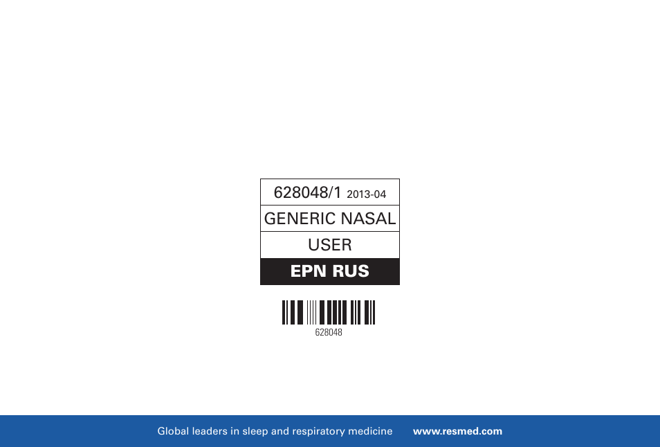 Generic nasal user epn rus | ResMed Mirage Activa User Manual | Page 88 / 88