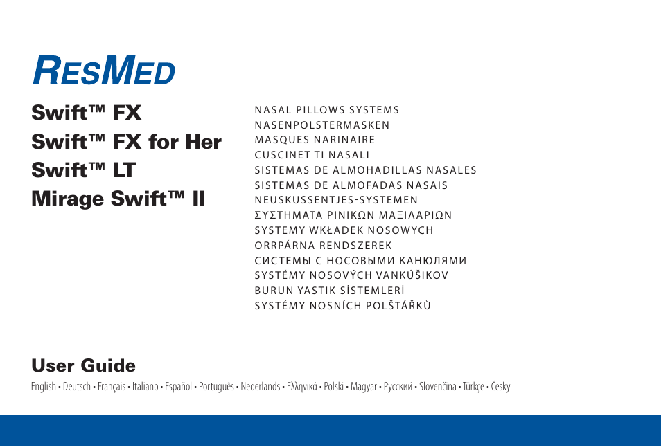 ResMed Mirage Swift II User Manual | 65 pages