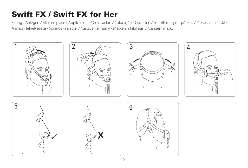 Swift fx / swift fx for her | ResMed Mirage Swift II User Manual | Page 5 / 65