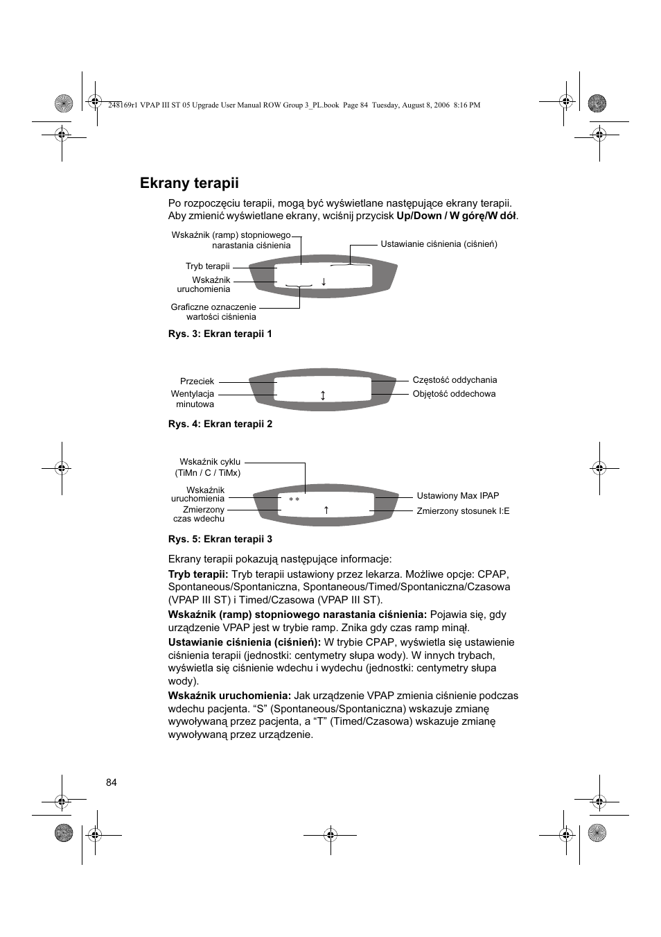 Ekrany terapii | ResMed VPAP III & III ST User Manual | Page 90 / 266