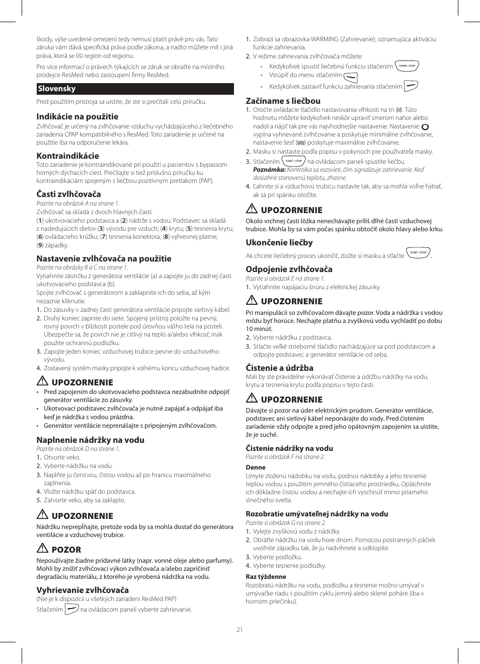 ResMed HumidAire 3i User Manual | Page 21 / 24